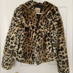 Leopard faux fur coat